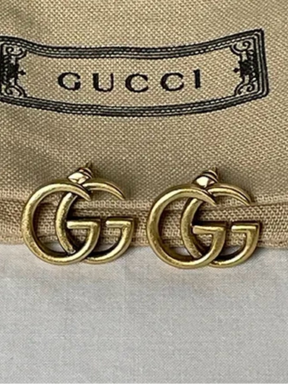 Gucci Gold Double G Logo Earrings - Picture 4 of 5